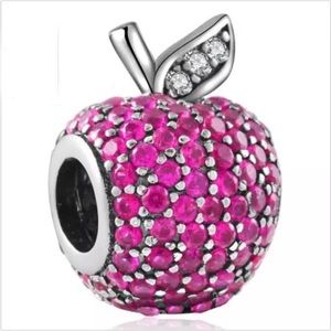 Crystal Pave Apple Charm Fit Pandora Bracelet